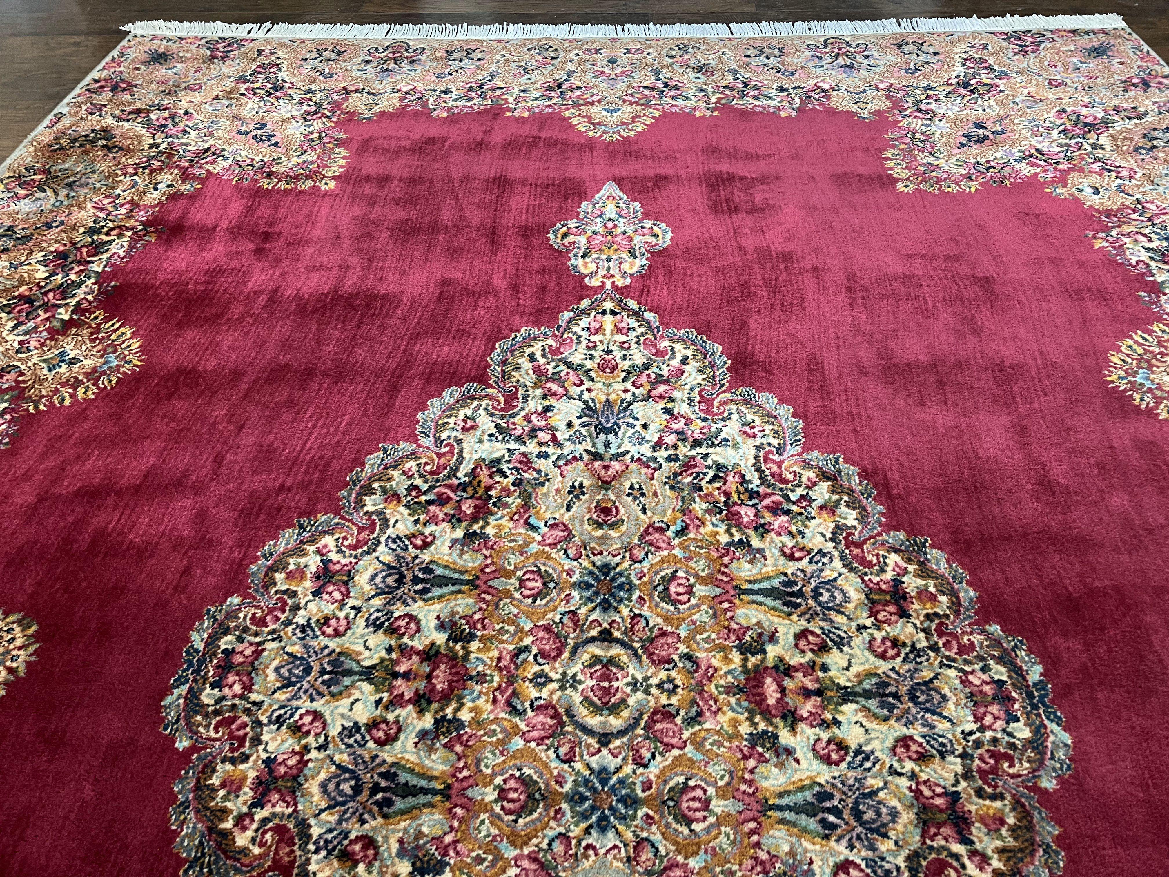 10x14 Karastan Rug Red Medallion Kirman #762, Wool Karastan Carpet, Vintage 10 x 14 Area Rug, Original Collection 700 Series Discontinued - Jewel Rugs