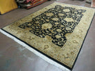 6' X 9' Handmade India Jaipur Floral Oriental Wool Rug Veg Dyes Black # M703 - Jewel Rugs