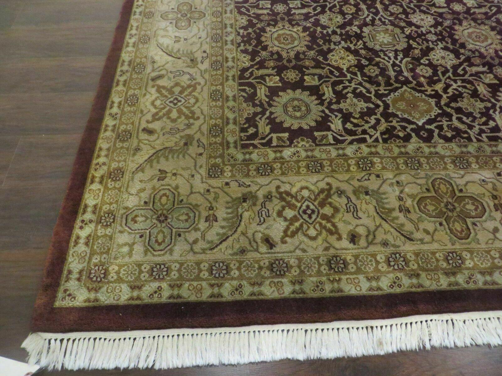 10' X 14' Vintage Handmade Indo AGRA Larestan Wool Rug Maroon Detailed Nice - Jewel Rugs