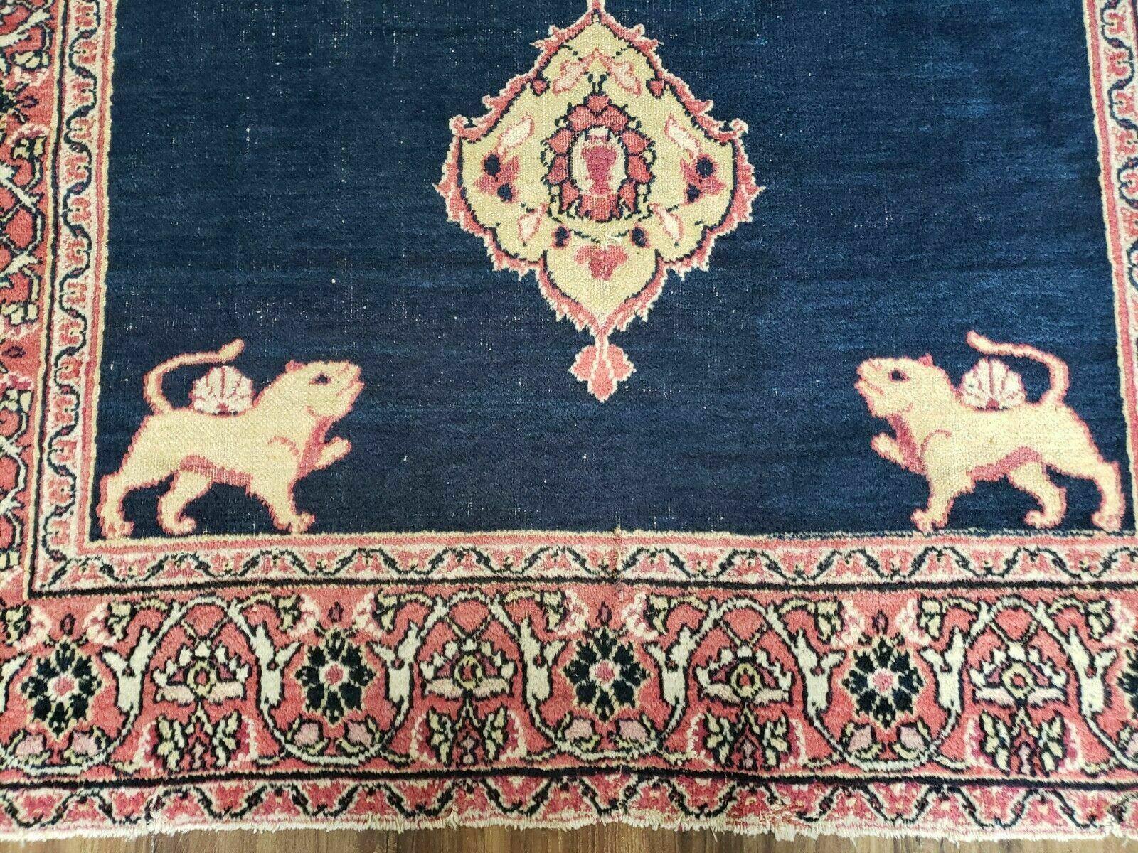 4' X 6' Antique Handmade Turkish Ghiordes Wool Rug Veg Dyes Organic Lion Nice - Jewel Rugs