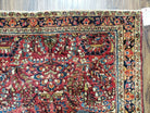 Antique Persian Sarouk Rug, Red, Allover Floral Pattern, Hand-Knotted, Wool, 3'4" x 4'10" - Jewel Rugs