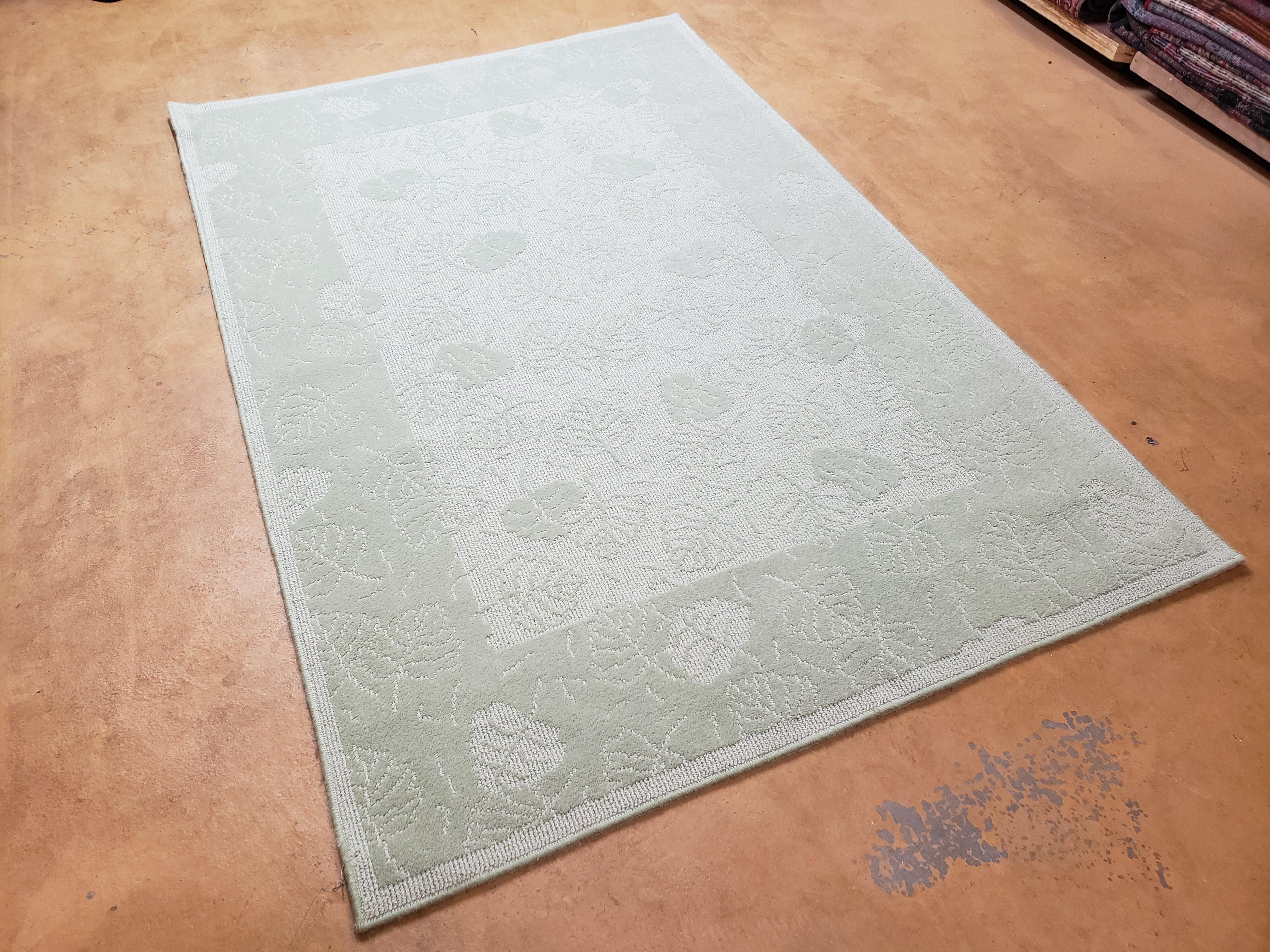 4x6 Karastan Solitaires Rug, Wool Pile, Design 217-70468, Aspen Pattern, Leaf Green & Cream 3'11 x 6' Foyer Rug, Entryway Bedroom Rug, Nice - Jewel Rugs