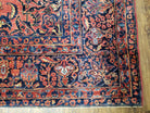 Antique Persian Oriental Rug 9x12, Room Sized 1920s Persian Area Rug, Hand-Knotted Fine Unique Carpet, Wool, Red Blue & Beige, Farmhouse Rug - Jewel Rugs