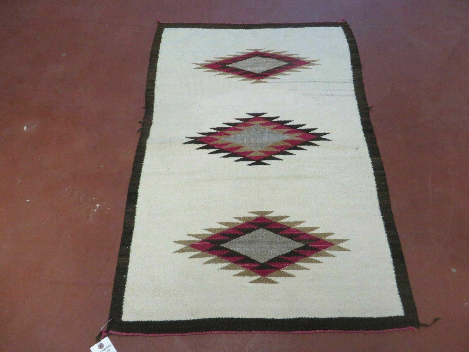 2.5' x 4' Incredible American Indian Blanket Navajo Navaho Wool Rug Diamonds - Jewel Rugs