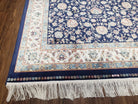 Blue Silk Carpet 4 x 6 ft, Super Fine Silk Rug Blue & Ivory, Bamboo Silk, Affordable Top Quality Silk Rug, Allover Floral Pattern - Jewel Rugs