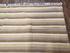 Indian Striped Blanket 6x9, Large Indo Kilim Area Rug, Earthern Tones Woolen Hand-Woven Flatweave South American Style Queen Size Bedspread - Jewel Rugs