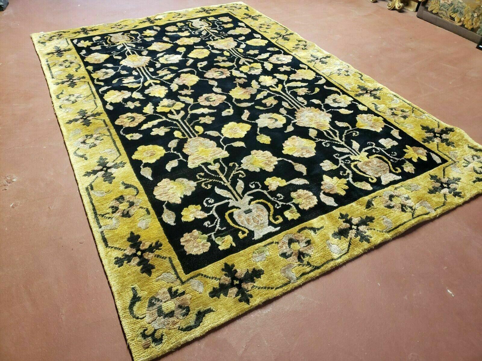 6' X 9' Modern Handmade Tibetan Nepal Wool Silky Rug Carpet Black Gold Nice - Jewel Rugs