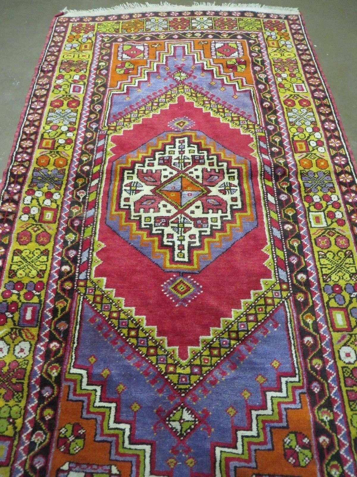 4' X 7' Antique Handmade Turkish Oushak Wool Rug Carpet Red Nice - Jewel Rugs