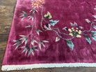 Antique Chinese Art Deco Rug 8.9 x 11.5, Chinese Nichols Carpet Purple/Red, Hand Knotted Wool Area Rug 9x12 Open Field Simple Design Flowers - Jewel Rugs