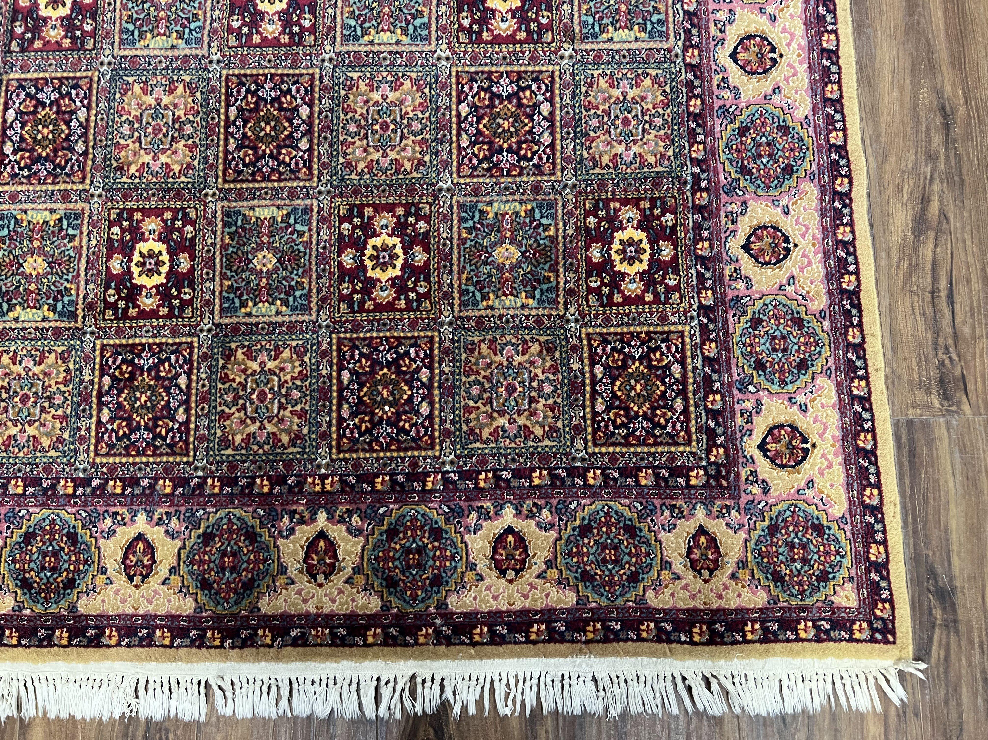 Indo Persian Silk Rug 4x6, Panel Design, Small Flowers, Hand Knotted, Fine Weave, Oriental Carpet 4 x 6, Vintage Area Rug, Beautiful Rug - Jewel Rugs