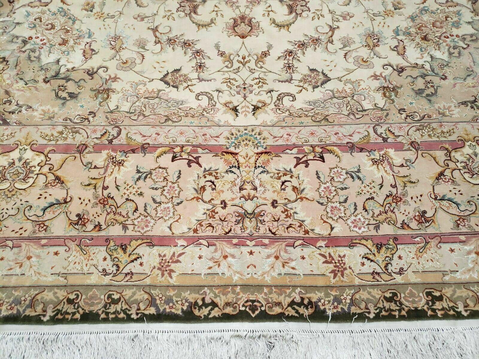 8' 8" X 11' 8" Vintage Handmade Fine Wool Rug Silk Foundation Carpet Birds Nice - Jewel Rugs