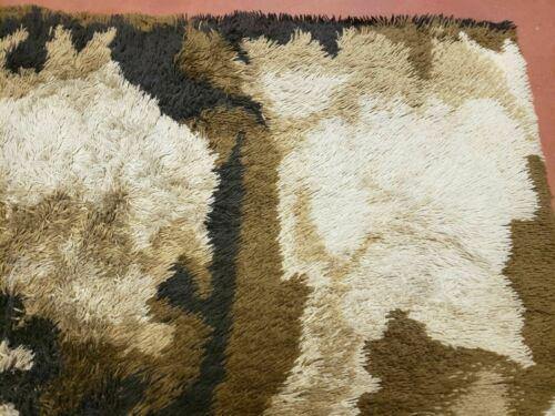 6' X 9' Vintage 1960 Danish Rya Shag DeLuxe Ege Rug Mid-Century Modern Ivory Brown - Jewel Rugs