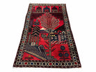 3x5 New Vintage Handmade Tribal Balouchi Rug Organic Dyes Red Buildings Nature - Jewel Rugs