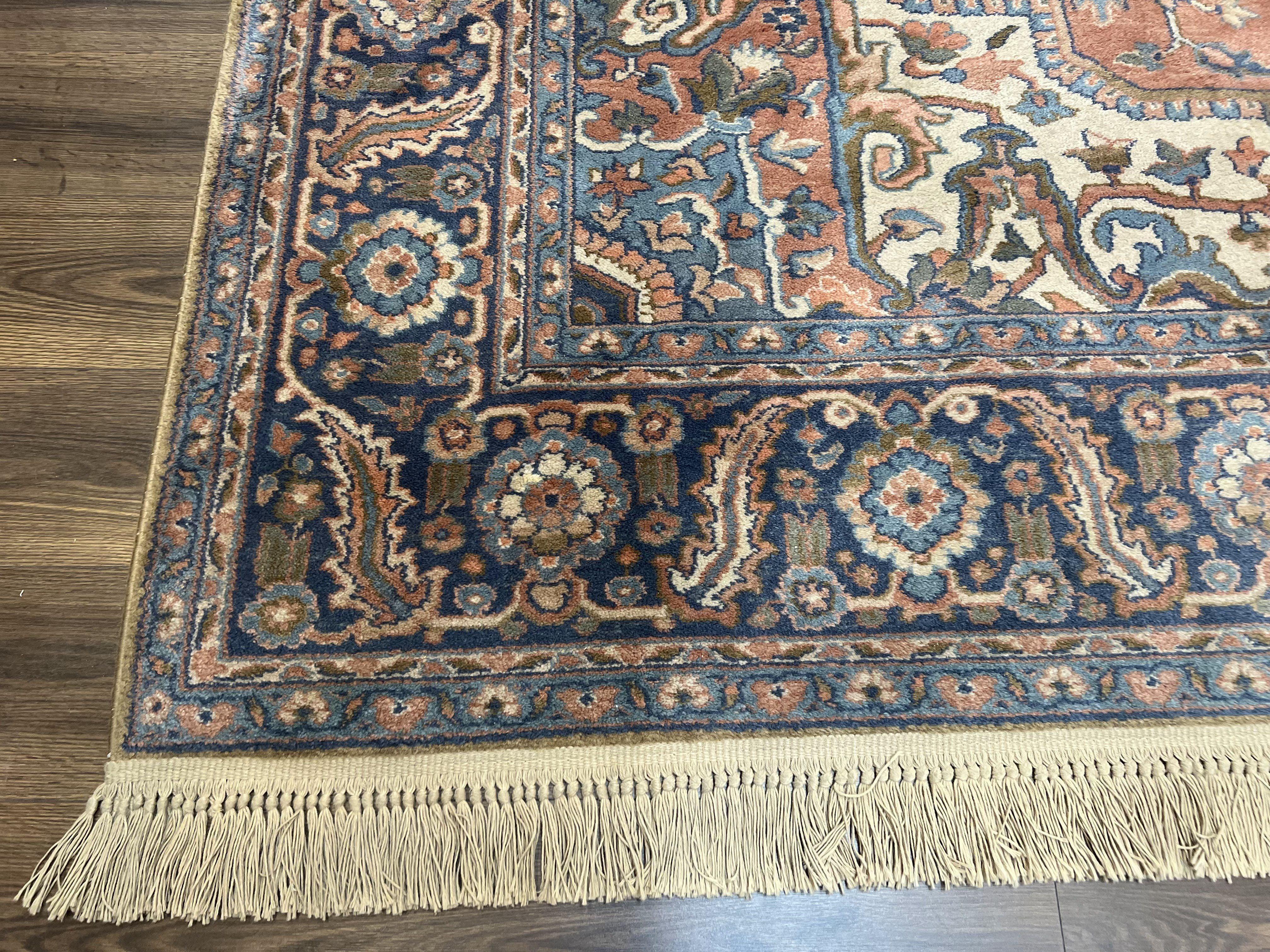 8.8 x 12 Karastan Antique Serapi Rug #744, Original 700 Series Karastan Area Rug, Power-Loomed Wool Carpet, Red Blue Ivory, Heriz Serapi Rug - Jewel Rugs