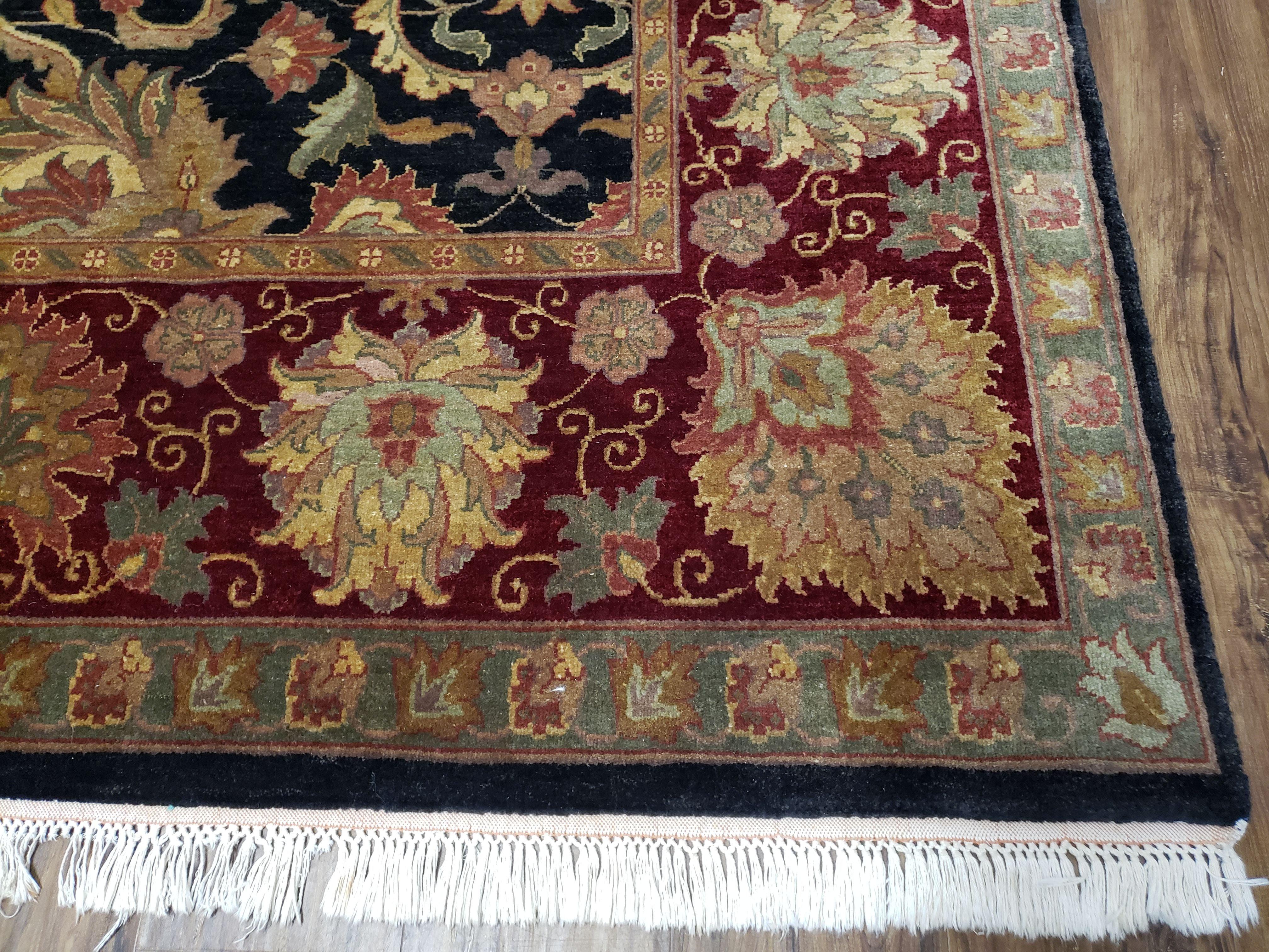 Vintage Indo Mahal Area Rug 9x12, Indian Persian Oriental Carpet, Hand-Knotted, Large Floral Design, Wool, Rug for Living Room Dining Room - Jewel Rugs