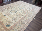 Large Turkish Rug 10x14, Mahal Sultanabad Oriental Carpet 10 x 14 ft, Silver-Beige, Large Floral Hand Knotted Vintage Wool Rug, Very Fine - Jewel Rugs