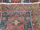 Antique Persian Karajeh Long Runner Rug, Dark Blue & Dark Orange, Hand-Knotted, Wool, 3'2" x 14'6" - Jewel Rugs