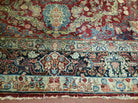 10' X 12' Antique Persian Sarouk Allover Floral Design with Medallion Handmade Red Wool Area Rug - Jewel Rugs