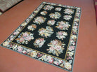 4' X6' Handmade French Country Garden Design Needlepoint Rug Flat Weave Flowers - Jewel Rugs