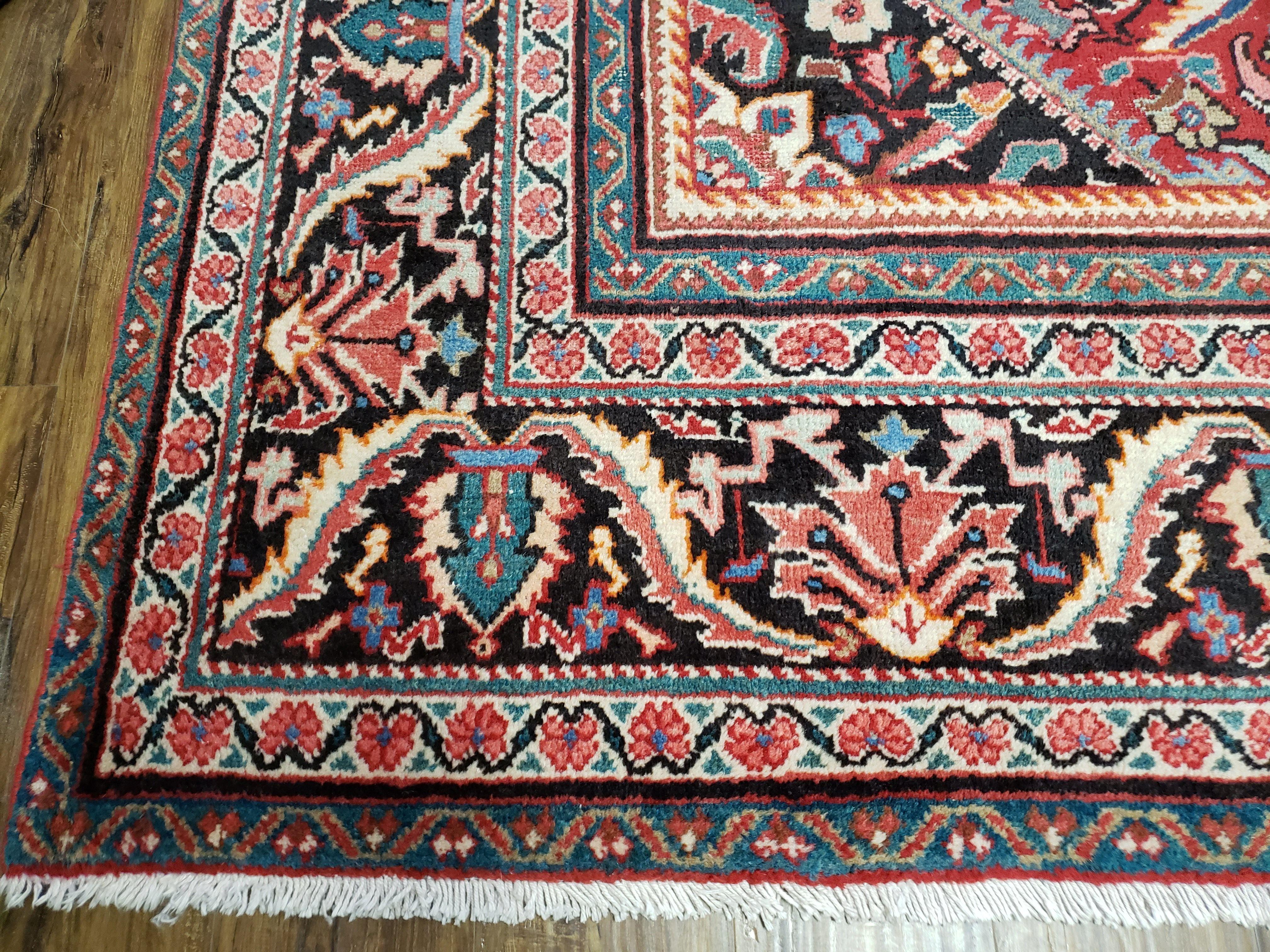 9' X 12' Antique Handmade Oriental Floral Wool Area Rug Organic Red Nice - Jewel Rugs