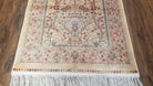 Small Silk Accent Rug Tan, Flowers Persian Vase, Brown, Super Soft Carpet, Mint Condition, New, Bamboo Silk, 2.8 x 4.1 ft, Wall Hanging - Jewel Rugs