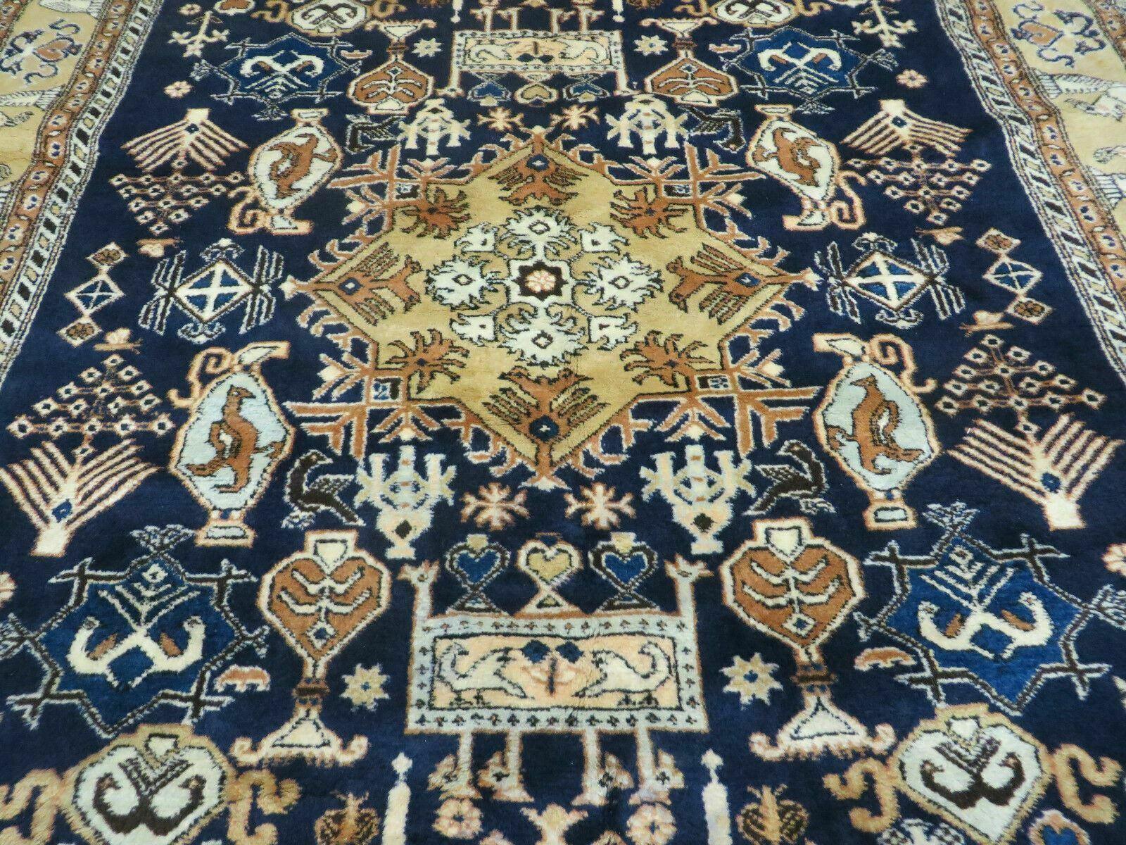 6' X 9' Vintage Handmade Knotted Turkish Caucasian Design Wool Rug Nice - Jewel Rugs