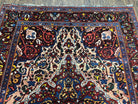 Antique Persian Bakhtiari Rug 5x6 ft, Village Rug, Vegetable Dyed, Red Midnight Blue Gold Tan, Hand Knotted Wool Carpet, Floral Medallion - Jewel Rugs