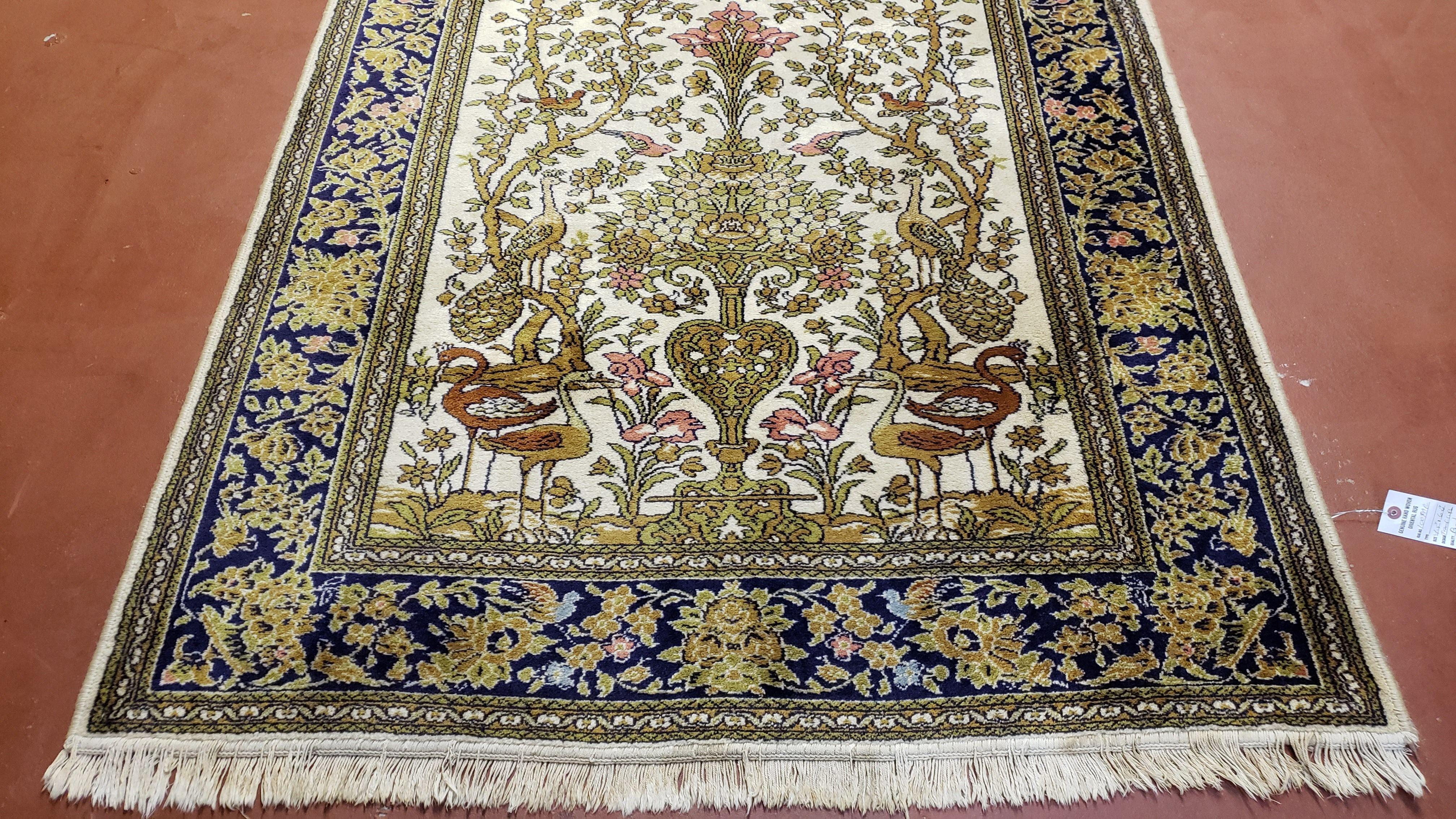 4.5 x 6.4 Tree of Life Rug Animal Motifs Peacocks Eulan Bayer Germany Power-Loomed Oriental Carpet Wool Birds Ducks Nice Area Rug 4x6 - Jewel Rugs