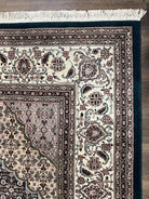 Sino Persian Rug 9x12, Dark Green and Ivory, Medallion, Mahi Herati, Elegant Oriental Carpet, Wool Hand Knotted Traditional Room Sized Rug - Jewel Rugs