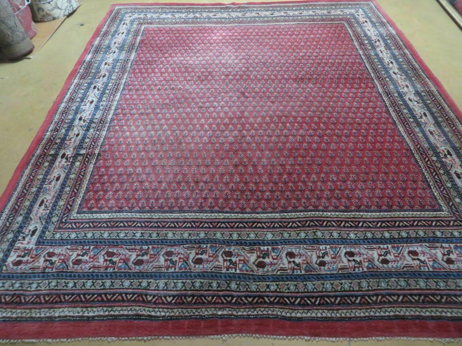 7' X 9' Vintage India Oriental Paisley Handmade Wool Rug Red Vegetable Dyes - Jewel Rugs