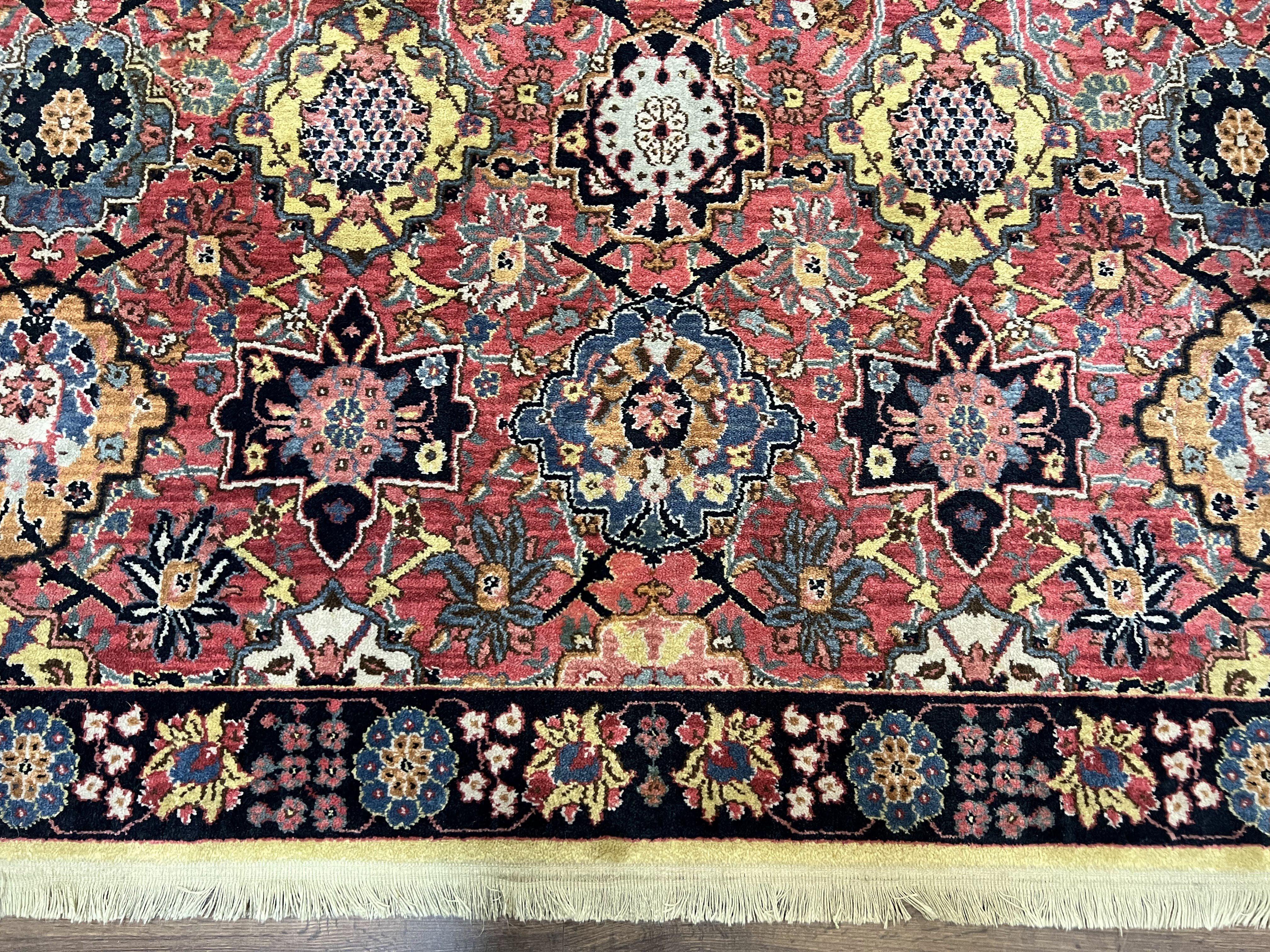 Karastan Rug 8.3 x 11.7, Karastan Williamsburg Rug Kirman Vase #557, Vintage Discontinued Wool Karastan Area Rug Red Oriental Floral Allover - Jewel Rugs