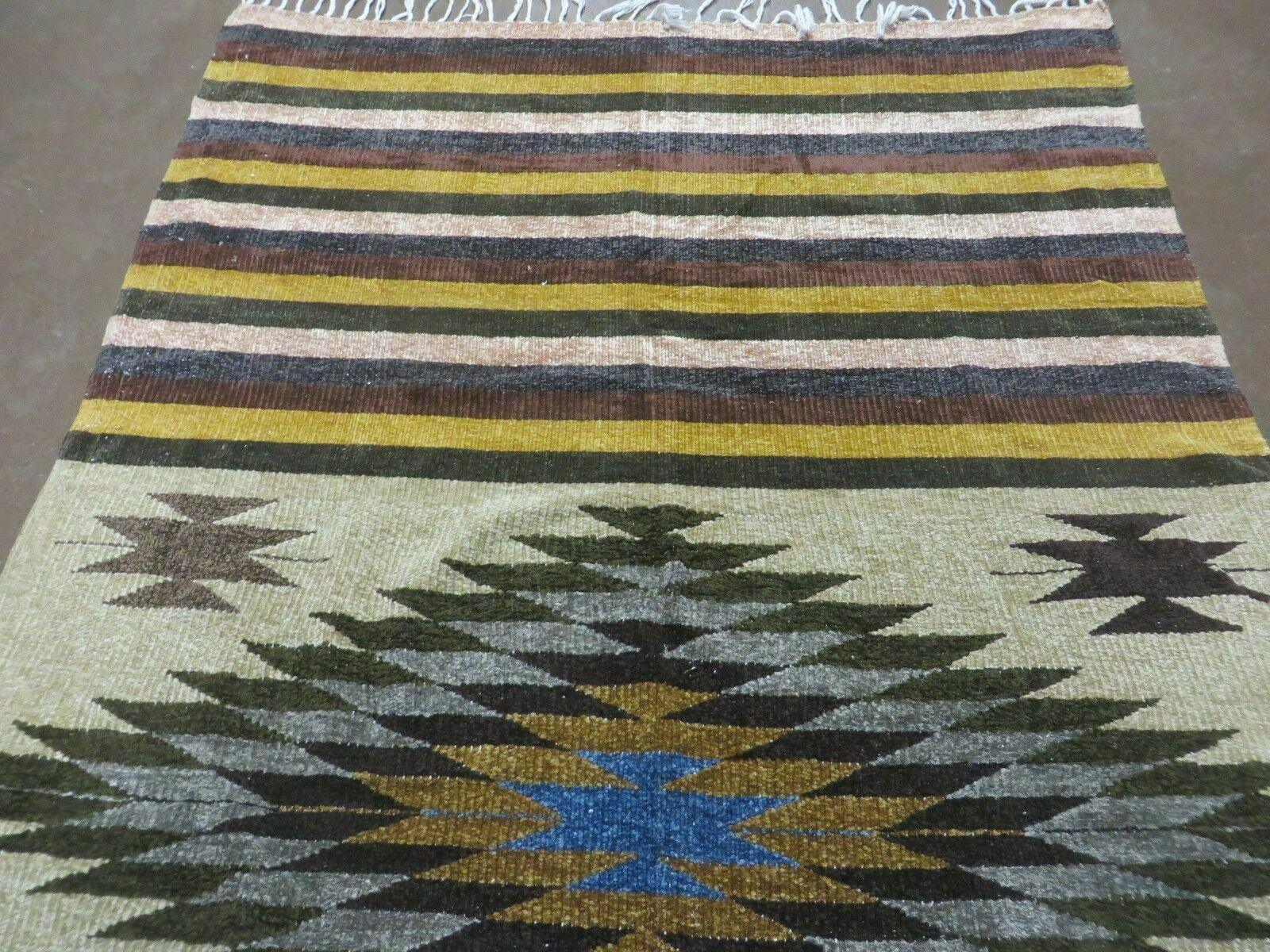 4' X 7' Vintage Handmade Latin American Mexican Wool Blanket Kilim Rug Nice # C - Jewel Rugs