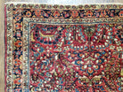 Antique Persian Sarouk Rug, Red, Allover Floral Pattern, Hand-Knotted, Wool, 3'4" x 4'10" - Jewel Rugs