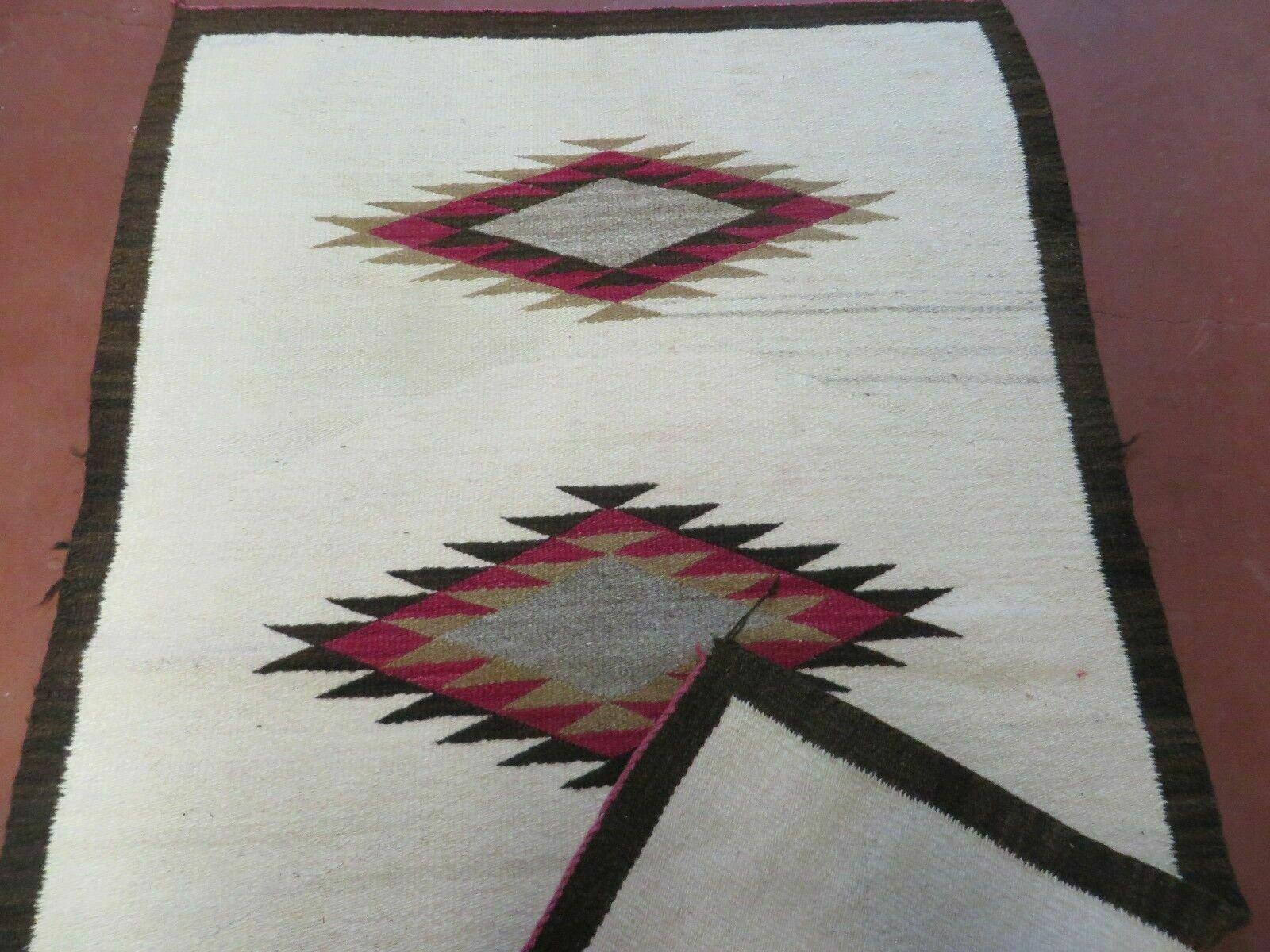 2.5' x 4' Incredible American Indian Blanket Navajo Navaho Wool Rug Diamonds - Jewel Rugs