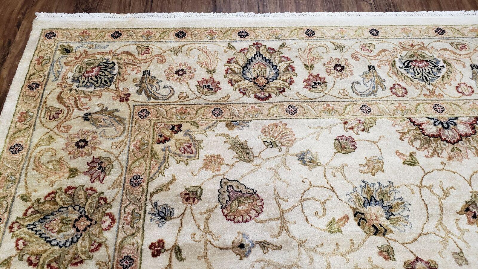 9' X 12' Vintage Handmade Wool Rug Carpet Indo Mahal Oushak Ivory Nice - Jewel Rugs