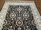 6' X 9' Handmade Indian Agra Wool Rug Carpet Vegetable Dyes Black - Jewel Rugs