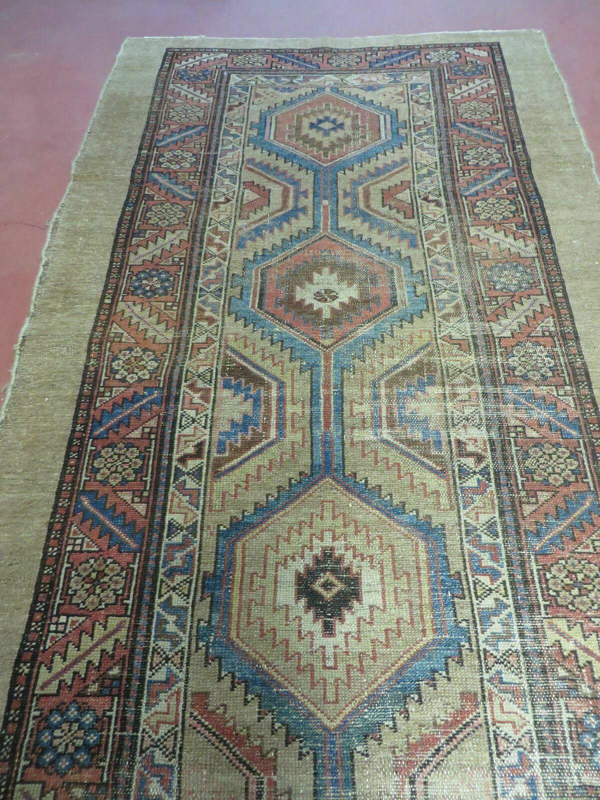 3'4" X 12' Antique Hand Made Turkish Wool Rug Runner Carpet Camel Hair Nice - Jewel Rugs