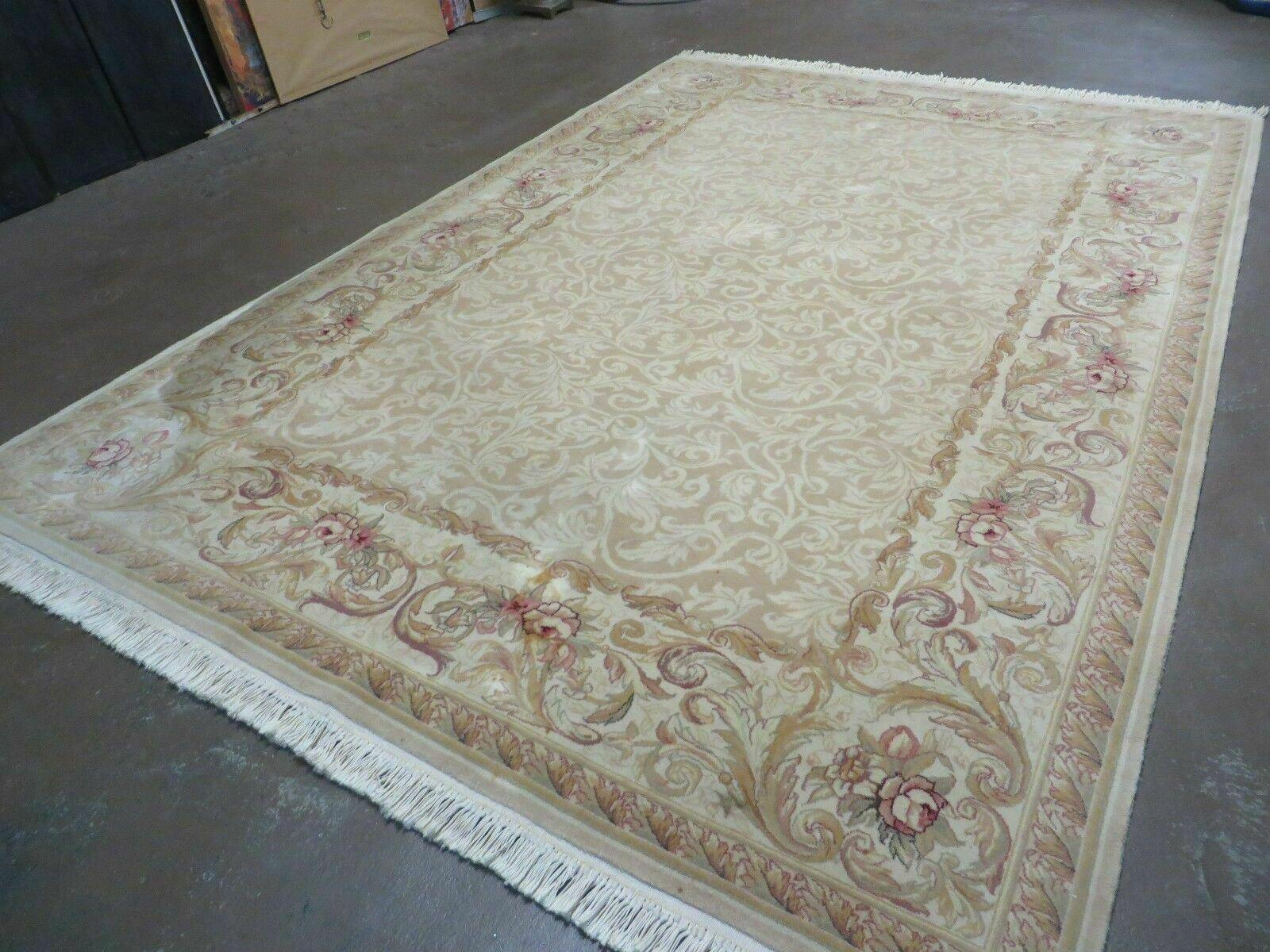 6' X 9' Vintage Handmade Wool Rug Aubusson Savonnerie European Design Nice #815 - Jewel Rugs