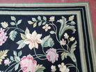 Large Needlepoint Rug, 10x14 Needlepoint, Black Rug, Allover Floral, New Needlepoint Rug, Flat Weave Rug 10 x 14, Chinese Aubusson Carpets - Jewel Rugs