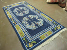 3' X 6' Vintage Handmade Chinese Art Deco Peking Wool Rug Carpet Dragons Blue - Jewel Rugs