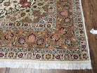 Vintage Persian Tabriz Rug, Ivory & Rose Red, Hand-Knotted, Wool and Silk Highlights, 8'2" x 11'2" - Jewel Rugs