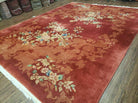 9' X 11' Handmade Art Deco Chinese Wool Rug Nichols Fete Carpet Rusted Brown Red - Jewel Rugs