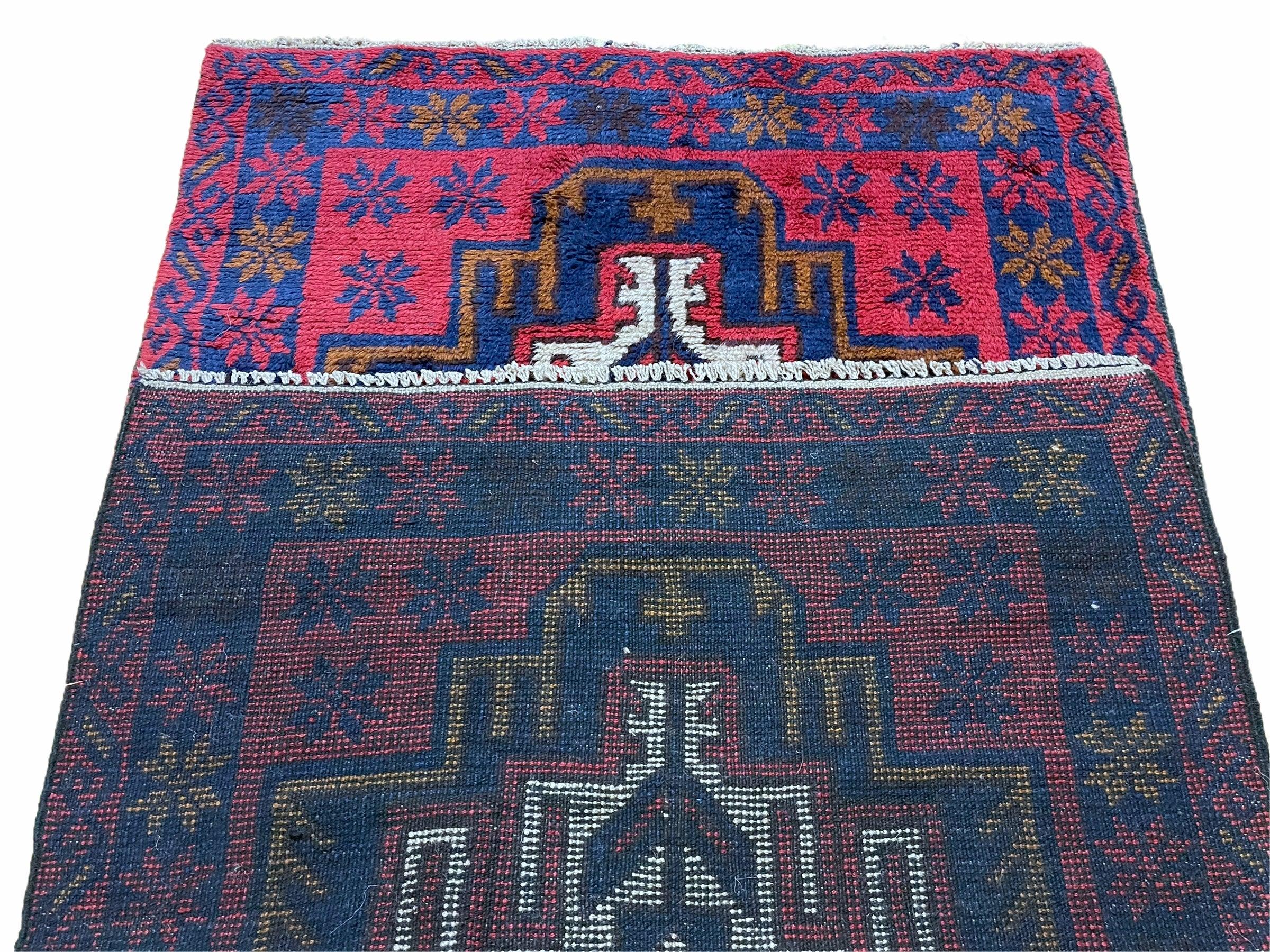 3' X 4' 9" Vintage Handmade Tribal Wool Rug Balouchi Rug Afghan Rug Red Beige - Jewel Rugs