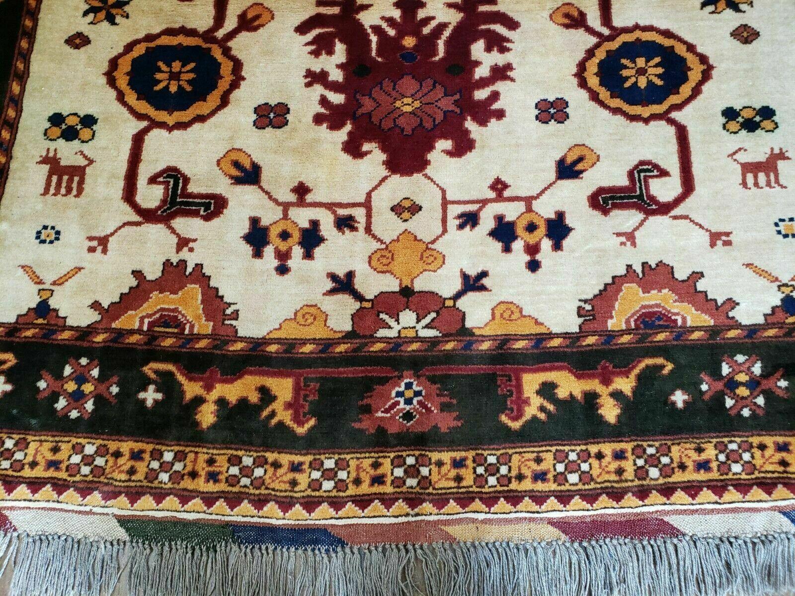 5' X 6' Vintage Handmade Knotted Turkish Kazak Pattern Wool Rug Bohemian Boho Interior Design - Jewel Rugs