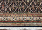 Palace Sized Indian Oriental Rug 12 x 22 ft, Large Oversized Hand Knotted Wool Carpet, Navy Blue Cream Tan, Overall Floral Bidjar Pattern - Jewel Rugs