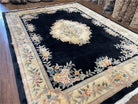 9x12 Chinese Aubusson Rug, 9 x 12 Plush Chinese Rug, 12x9 Floral Chinese Rug, 90 Line Carpet, Art Deco Rug Peking Rug Vintage Wool Black Rug - Jewel Rugs