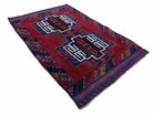 3 X 5 Vintage Handmade Tribal Wool Rug Balouchi Rug Afghan Rug Red Beige Nice - Jewel Rugs