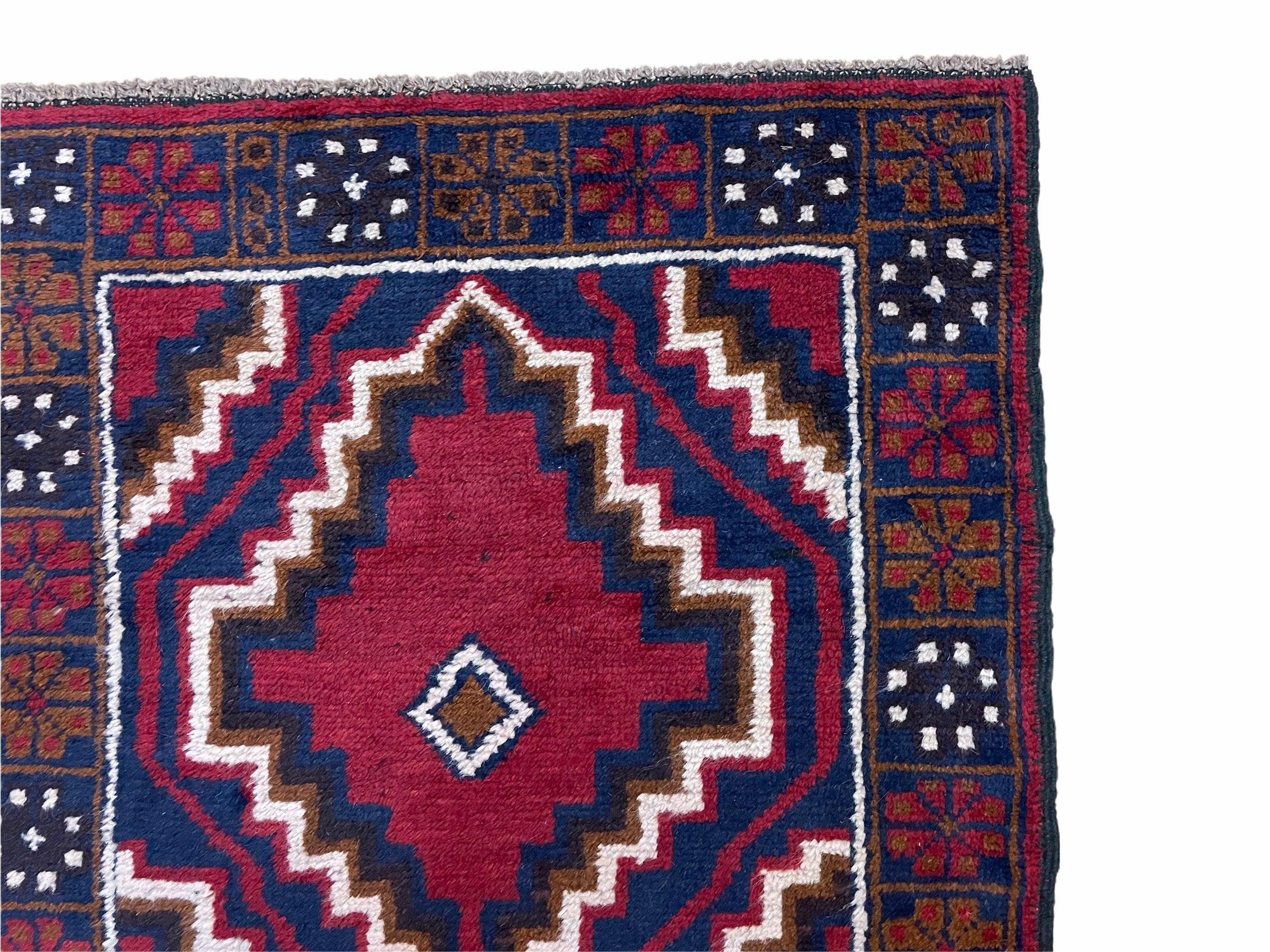 3 X 5 Vintage Handmade Tribal Wool Rug Balouchi Rug Afghan Rug Red Beige Nice - Jewel Rugs