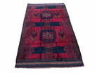 2' 10" X 4'6" Vintage Handmade Tribal Wool Rug Balouchi Rug Afghan Rug Red Black - Jewel Rugs