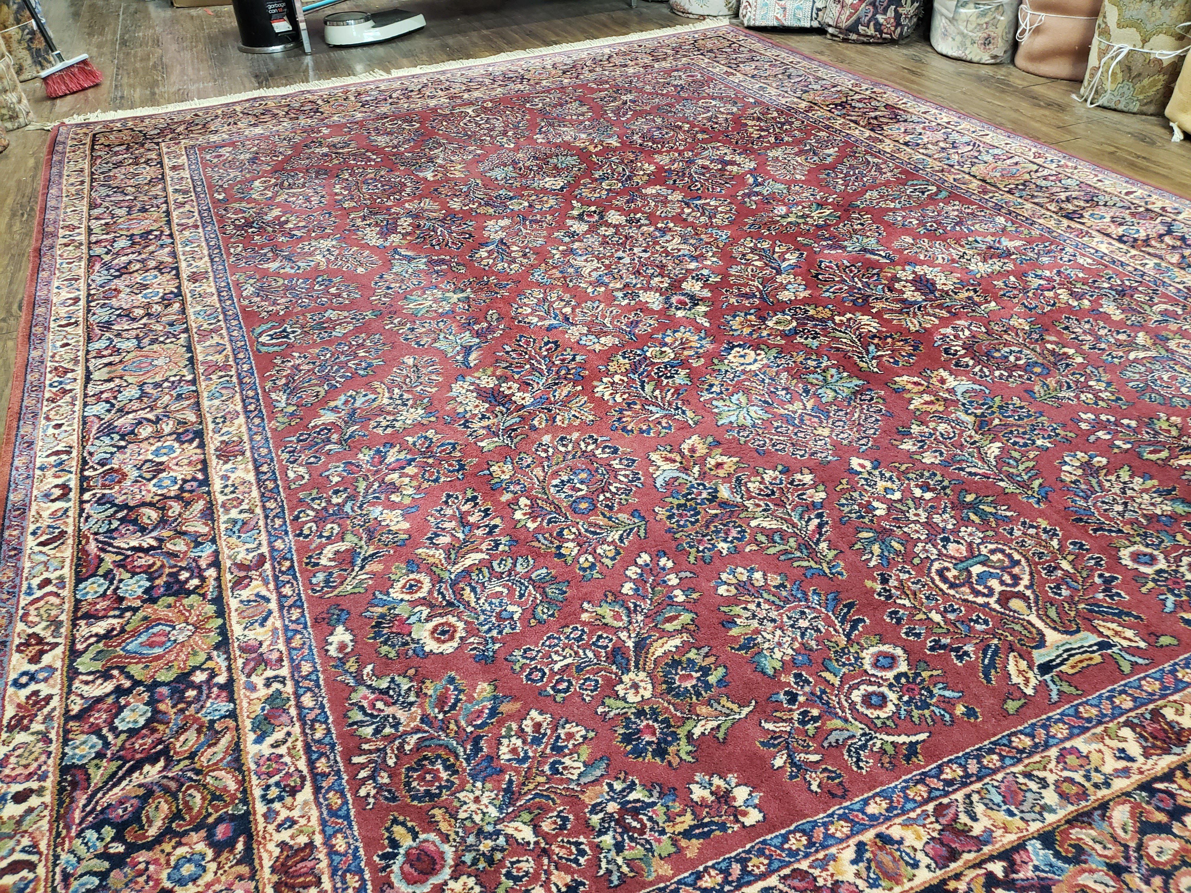 Vintage Karastan Rug Sarouk #785, Karastan 8.8 x 12 ft, Discontinued Karastan Rugs, Original 700 Series, Red Karastan Wool Carpet, Area Rug - Jewel Rugs